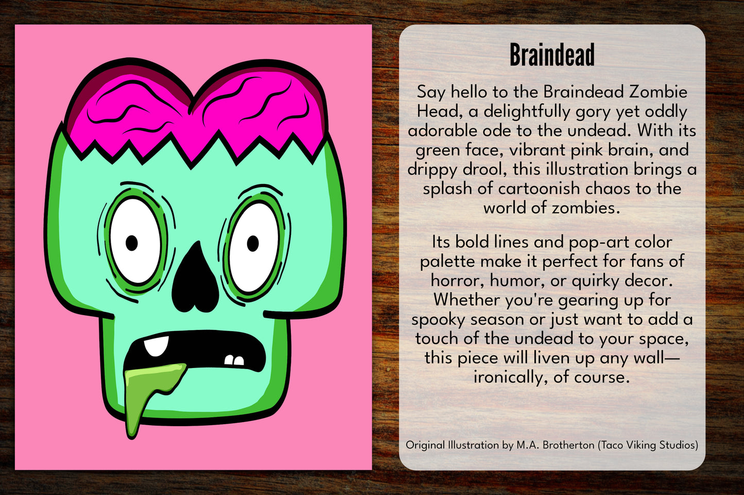 "Braindead" Zombie Head Vinyl Sticker