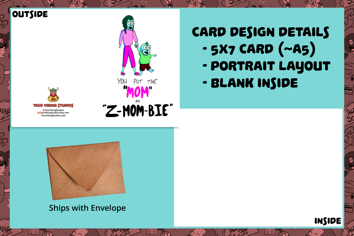 "You Put the 'Mom' in 'Z-Mom-Bie'" Mother's Day Card