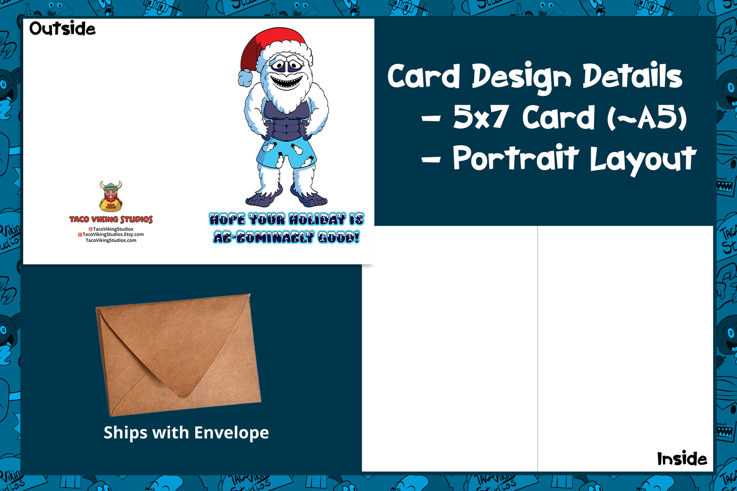 "AB-Bominable Snowman" 5x7 Christmas Card