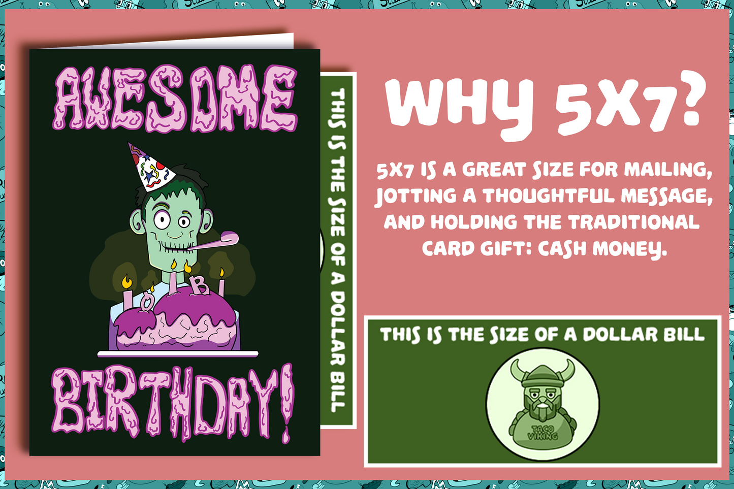 "Awesome Birthday with Brain Cake" Zombie Birthday Card