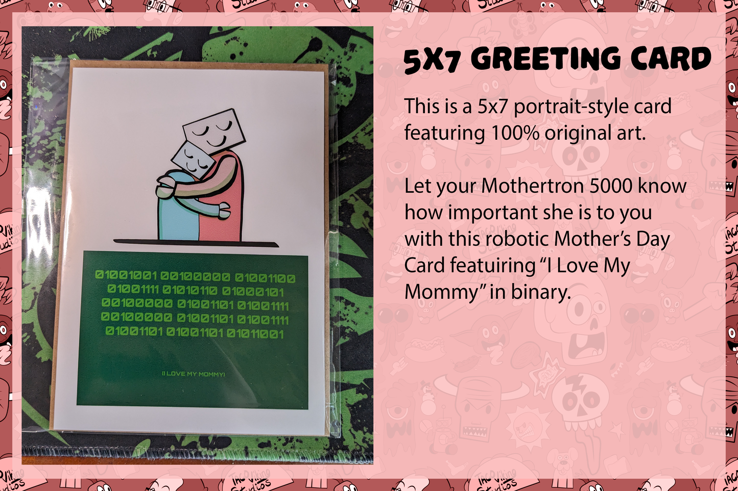 "I love my mommy" Binary Robot Mother's Day Card
