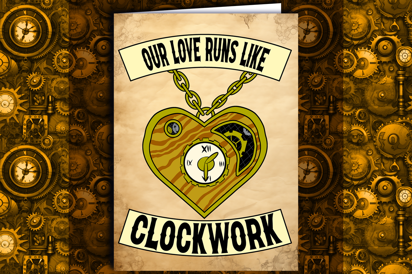 "Our Love Runs Like Clockwork" - Greeting Card