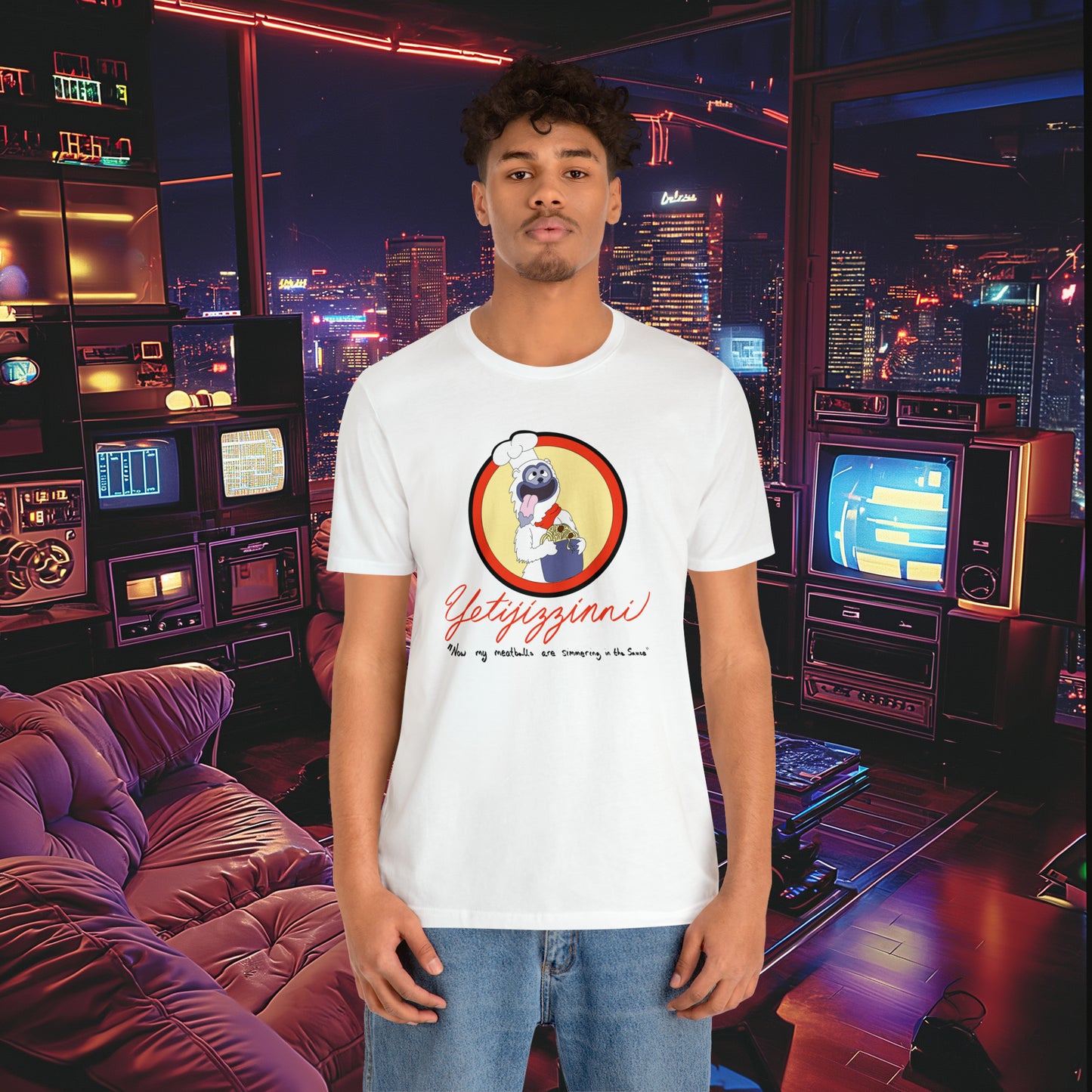 "Yetijizzini" Canned Spaghetti Mascot T-Shirt