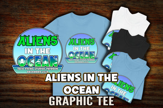 "Aliens in the Ocean" - December 2024 Patreon Theme Graphic T-Shirt