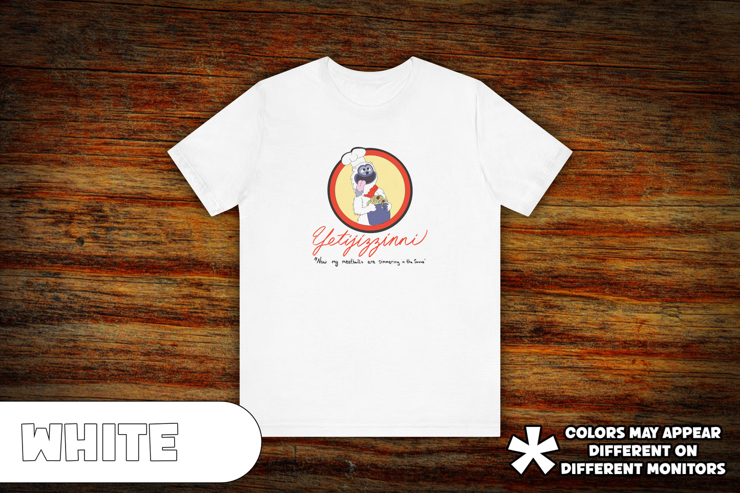 "Yetijizzini" Canned Spaghetti Mascot Graphic T-Shirt