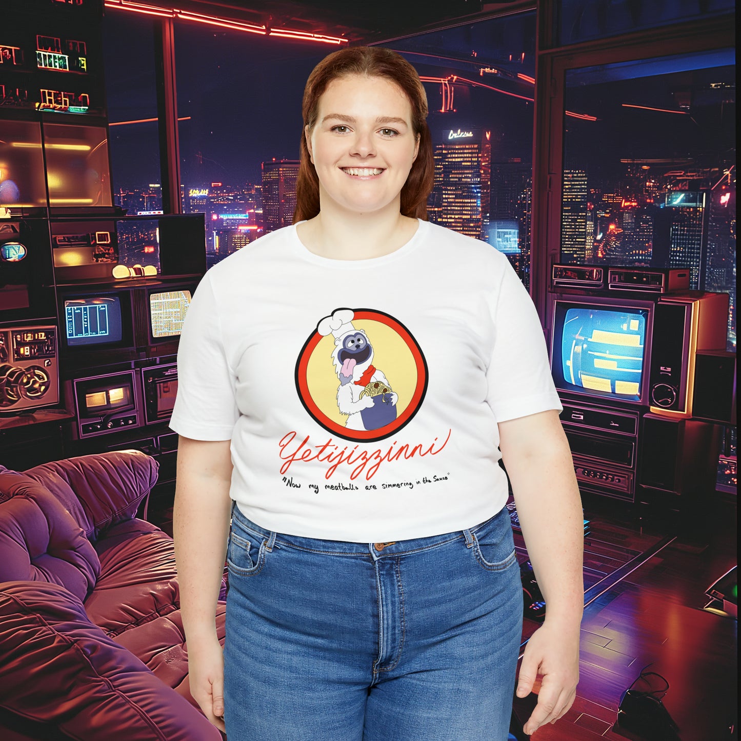 "Yetijizzini" Canned Spaghetti Mascot T-Shirt