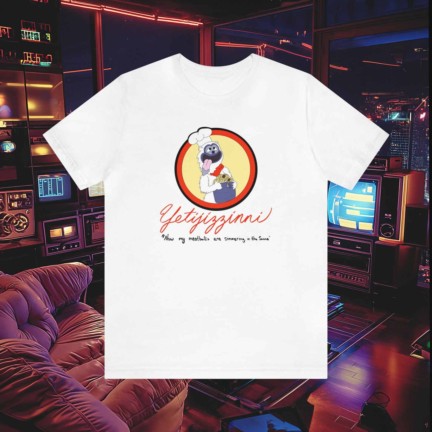 "Yetijizzini" Canned Spaghetti Mascot T-Shirt