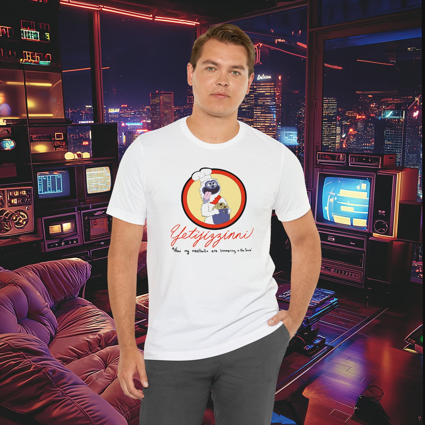 "Yetijizzini" Canned Spaghetti Mascot T-Shirt