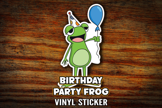 "Birthday Party Frog" Vinyl Sticker