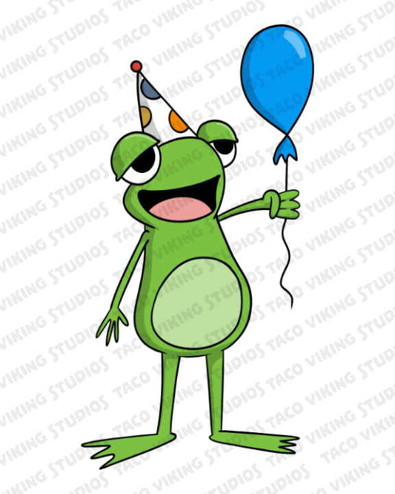 "Birthday Party Frog" Vinyl Sticker