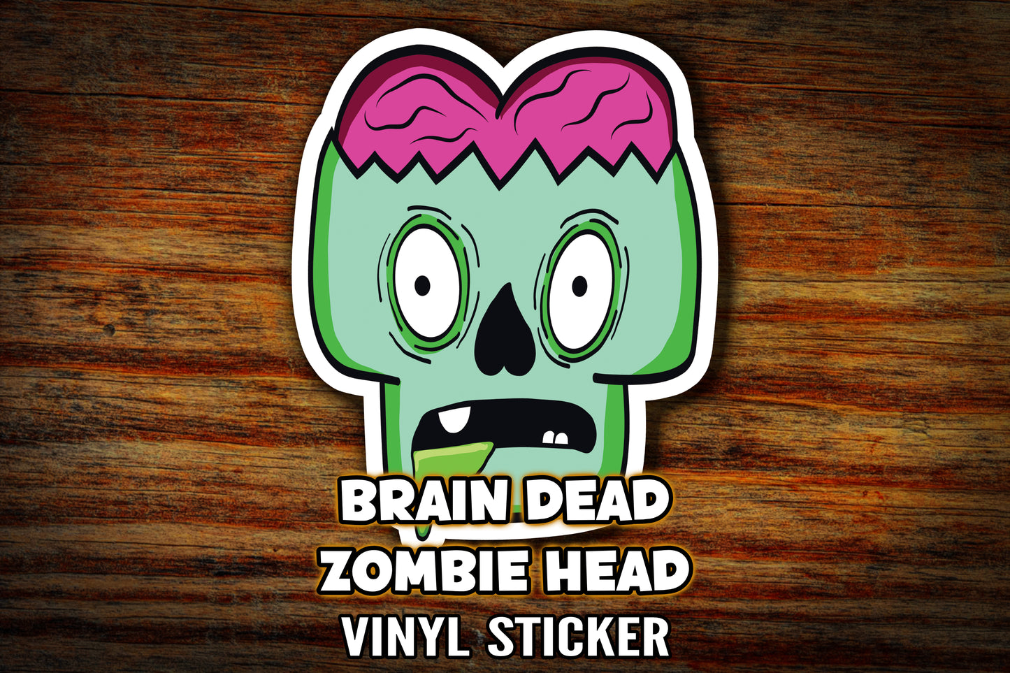"Braindead" Zombie Head Vinyl Sticker