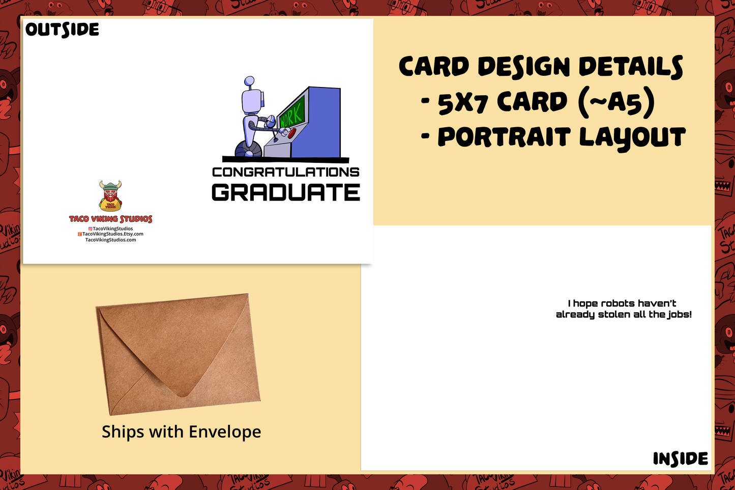 "Congratulations Graduate - Hope the Robots Didn't Steal All the Jobs" Greeting Card