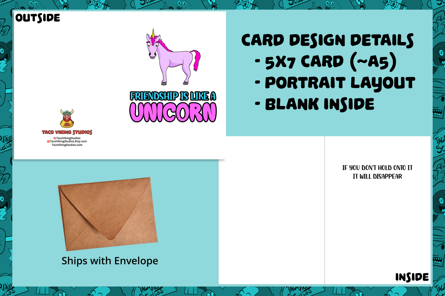 "Friendship is Like a Unicorn" Friendship Card