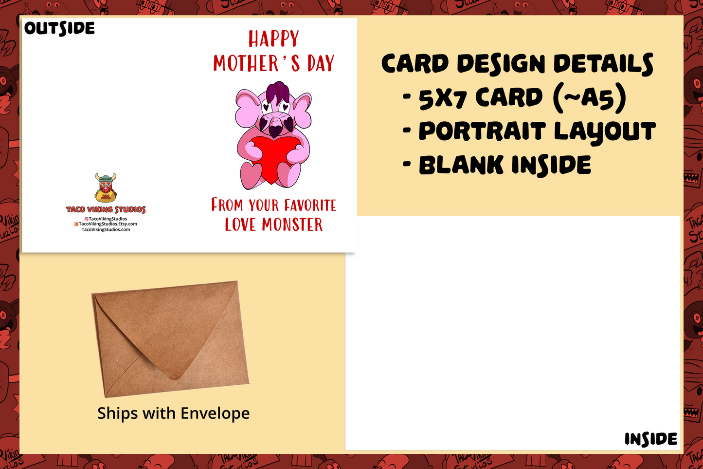 "Favorite Love Monster" Mother's Day Card
