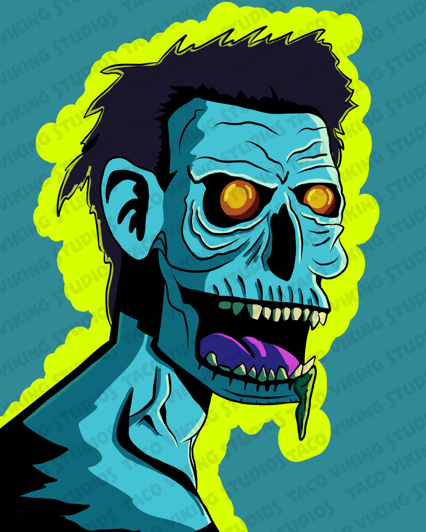 "Neon Ooze" Zombie Art Print