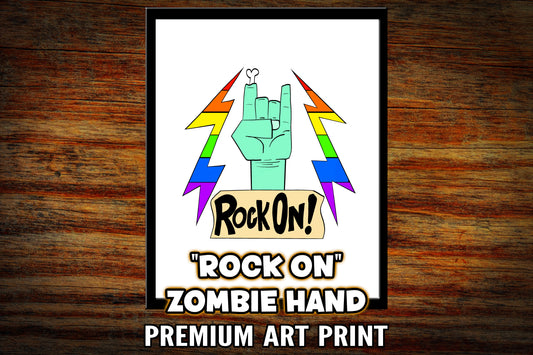 "Rock On" Zombie Hand Art Print