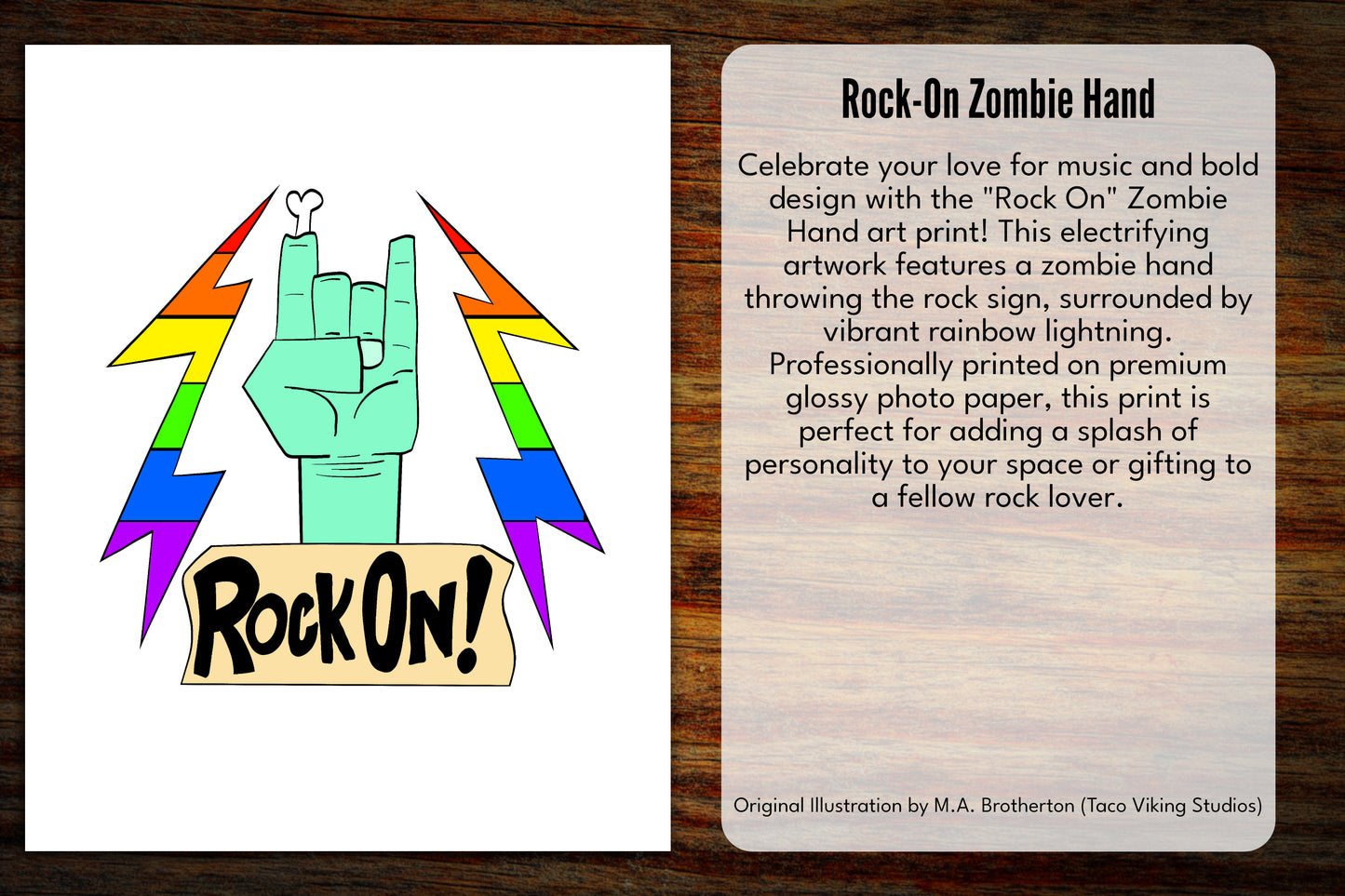 "Rock On" Zombie Hand Art Print