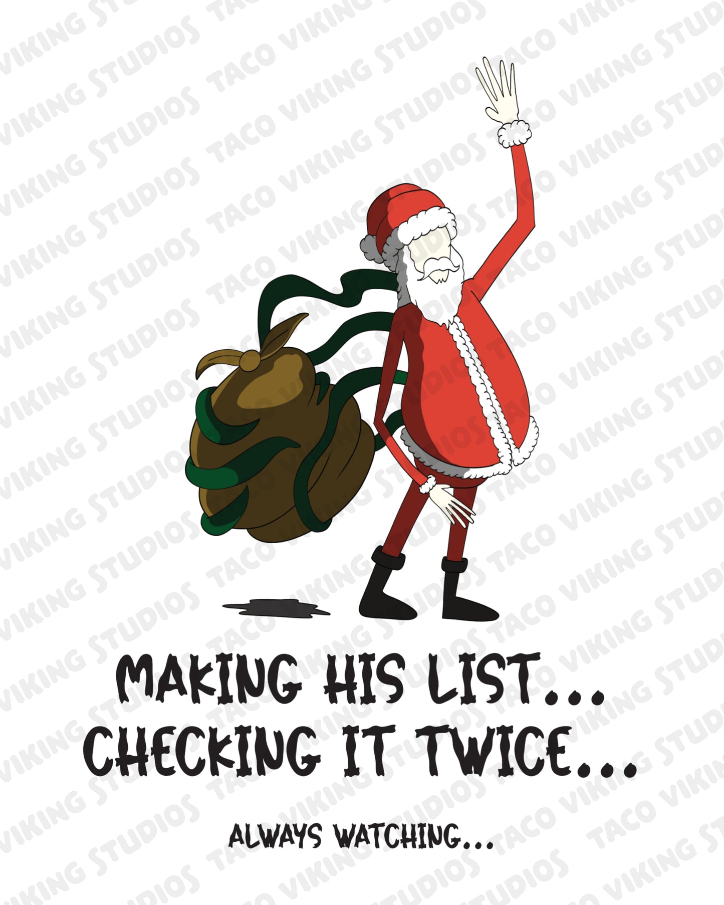 "Always Watching" Slenderman Santa Christmas Card