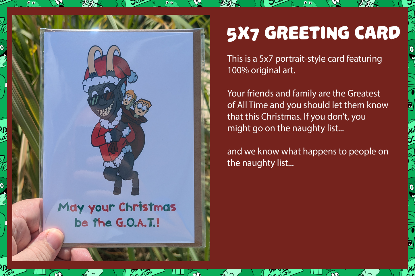 "Krampus the G.O.A.T." 5x7 Christmas Card