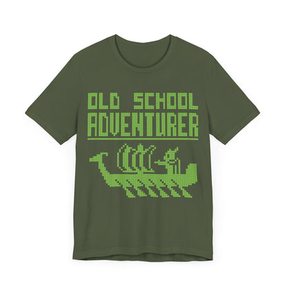 Old School Adventurer T-Shirt - Retro Pixel Art Viking Ship Design