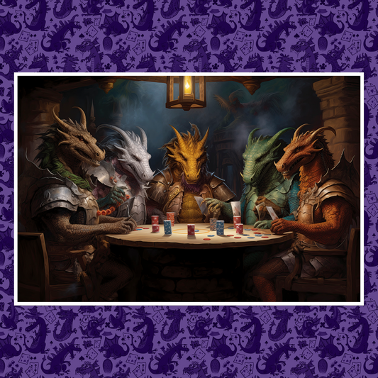 "Dragons Playing Poker" Fantasy Art Print