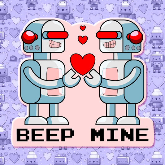 "Beep Mine" Robot Valentine Sticker