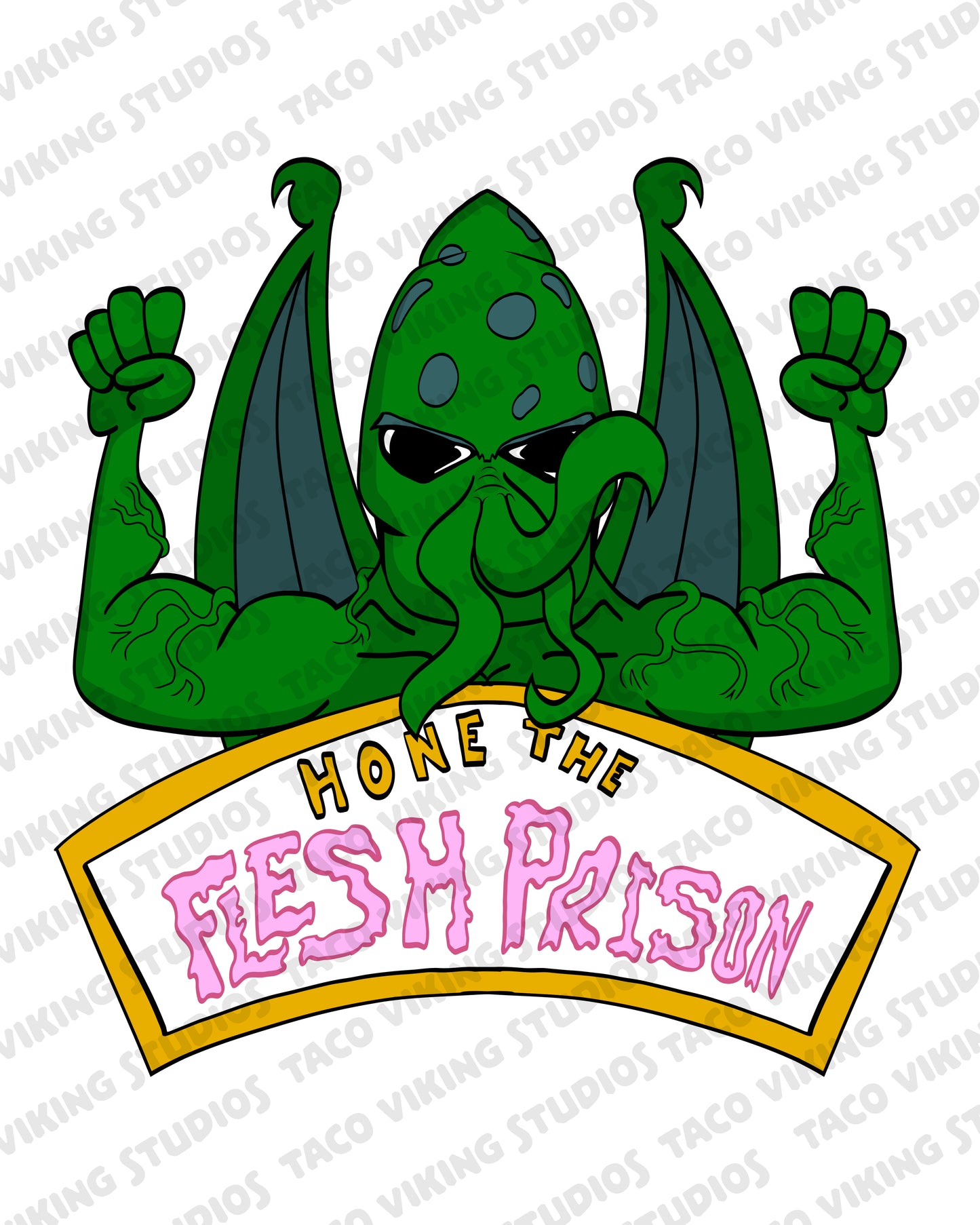 "B'Fthulu says Hone the Flesh Prison" Cosmic Horror Gym Inspiration Sticker