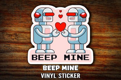 "Beep Mine" Robot Valentine Sticker