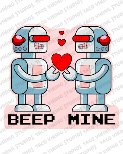 "Beep Mine" Robot Valentine Sticker