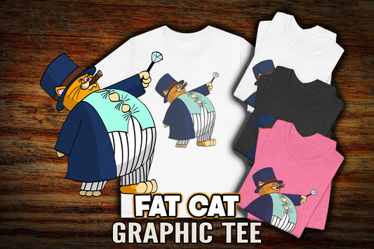 Fat Cat Boss - Quirky Cartoon T-Shirt