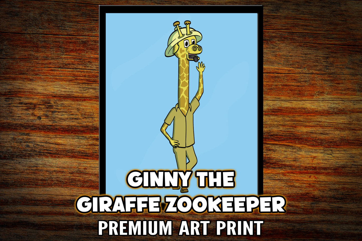"Ginny the Giraffe Zookeeper" Art Print