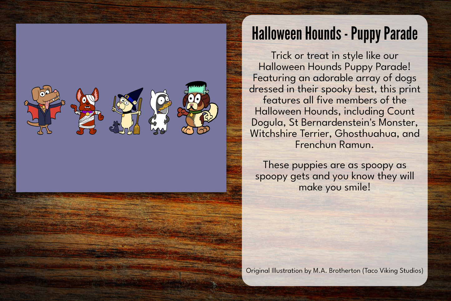 "Halloween Hounds Puppy Parade" 8x10 Art Print