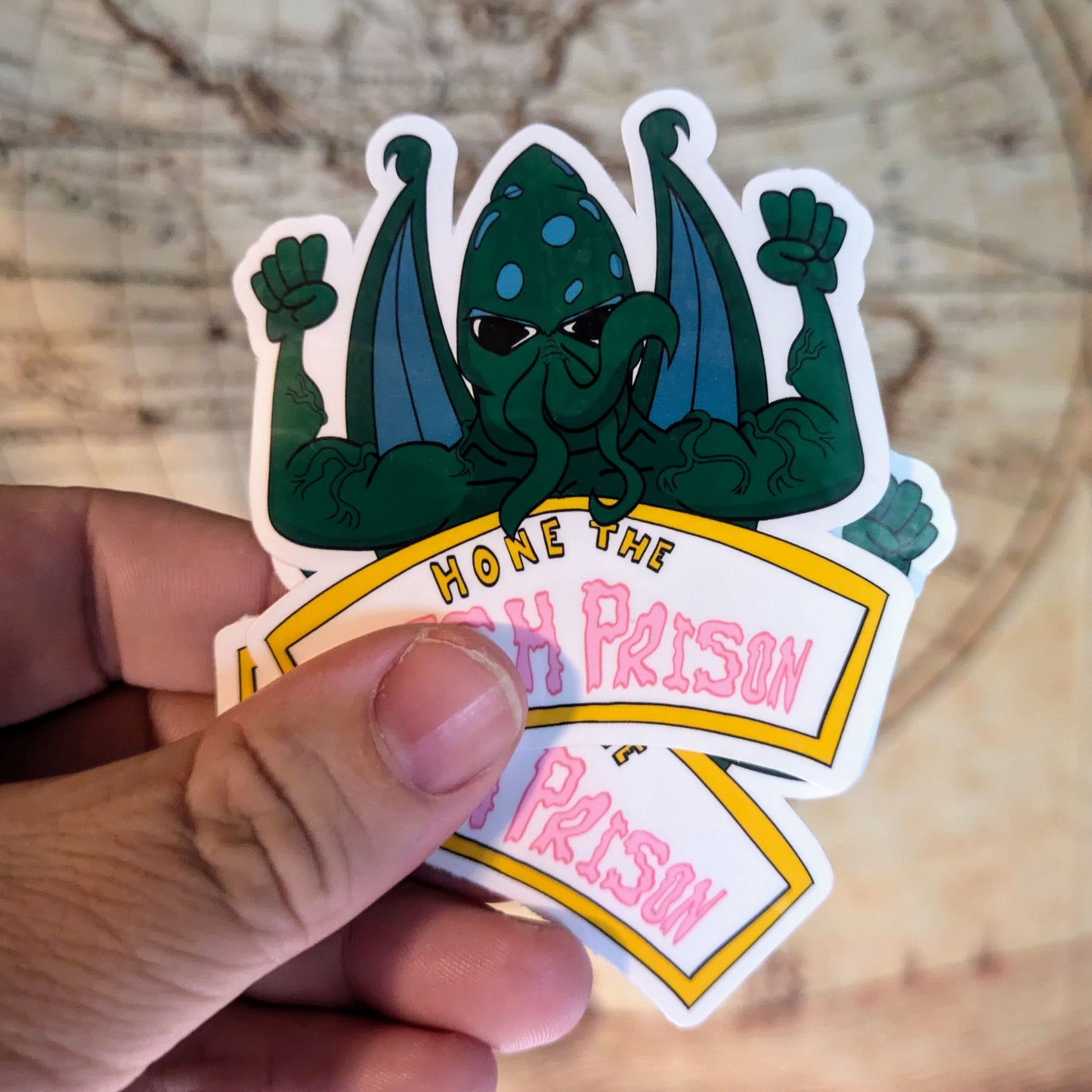 "B'Fthulu says Hone the Flesh Prison" Cosmic Horror Gym Inspiration Sticker