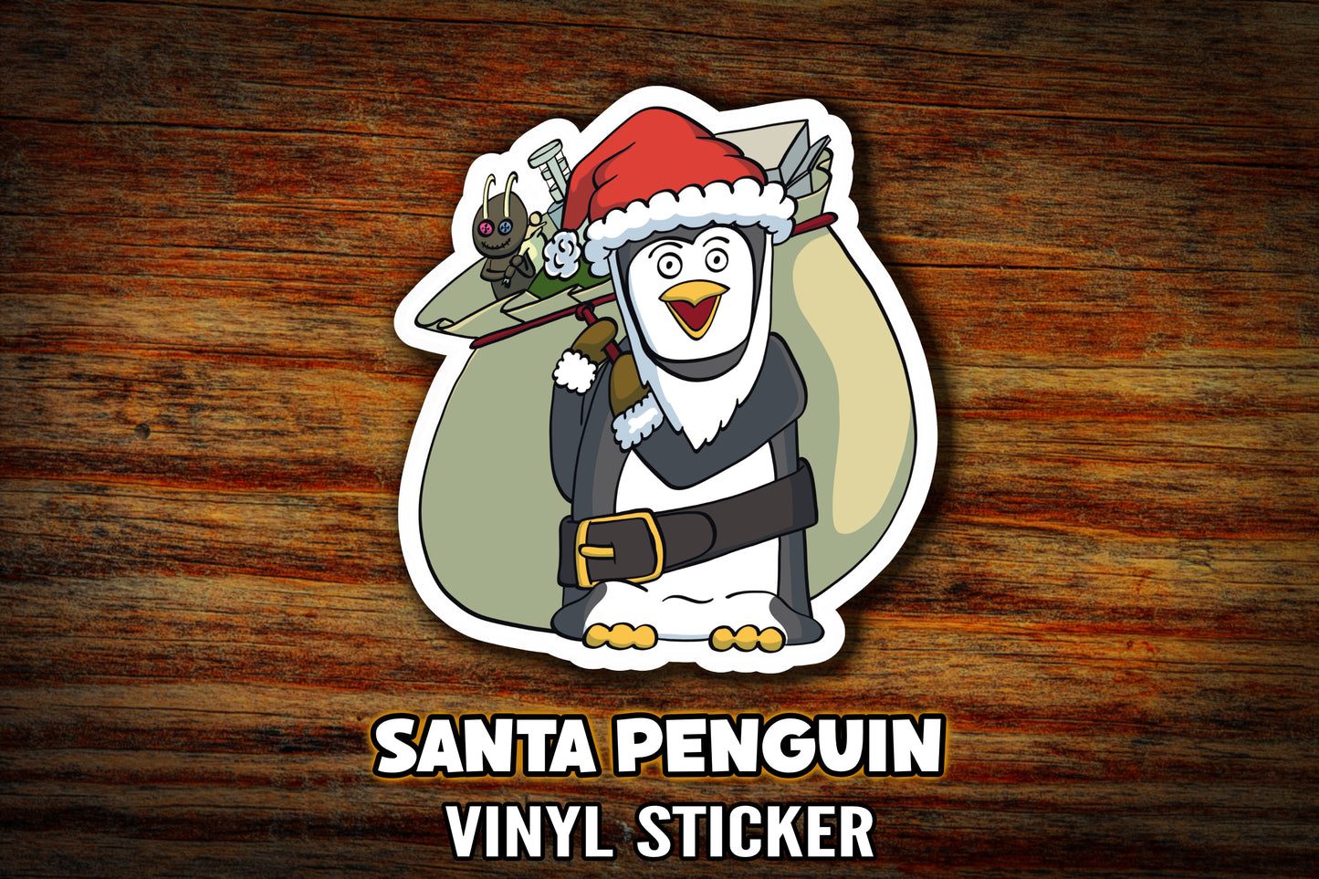 "Santa Penguin" Vinyl Sticker