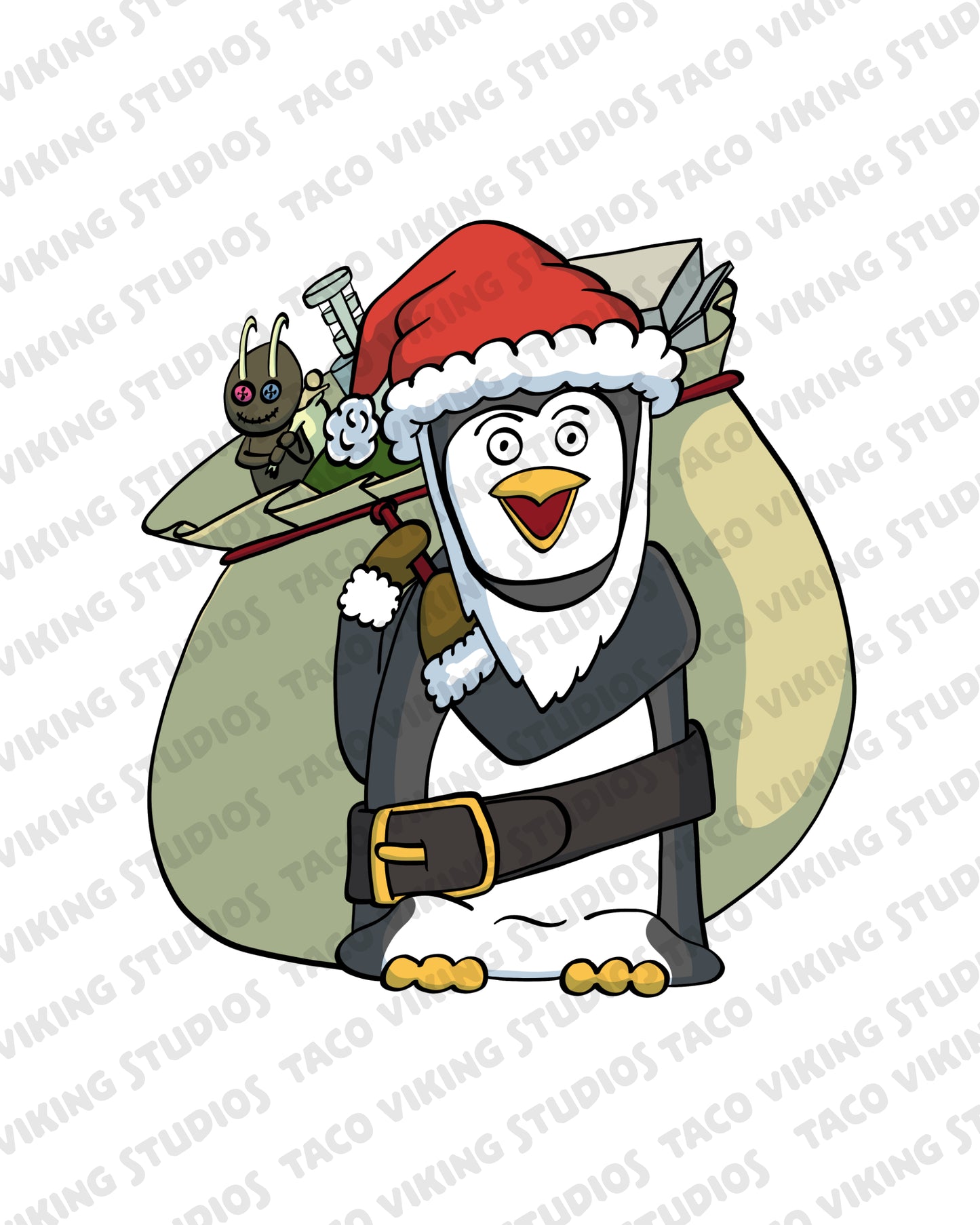 "Santa Penguin" Vinyl Sticker